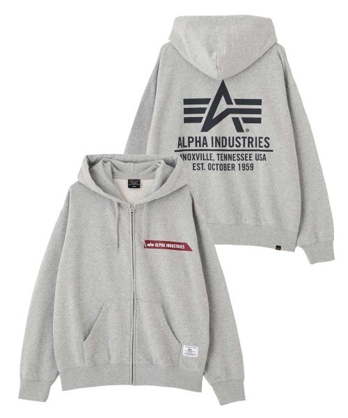 Alpha Industries（アルファインダストリーズ）の「【日本限定】Alpha Industries/アルファ インダストリーズ/ALPHA RED RIBBON ZIP HOODIE/レッドリボン ジップフーディ（パーカー・メンズ・ブラック/ネイビー/グレー/オリーブ/オートミール・S/M/L/2XL/XL）」の2枚目の写真