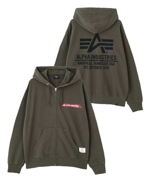 Alpha Industries（アルファインダストリーズ）の「【日本限定】Alpha Industries/アルファ インダストリーズ/ALPHA RED RIBBON ZIP HOODIE/レッドリボン ジップフーディ（パーカー・メンズ・ブラック/ネイビー/グレー/オリーブ/オートミール・S/M/L/2XL/XL）」の4枚目の写真