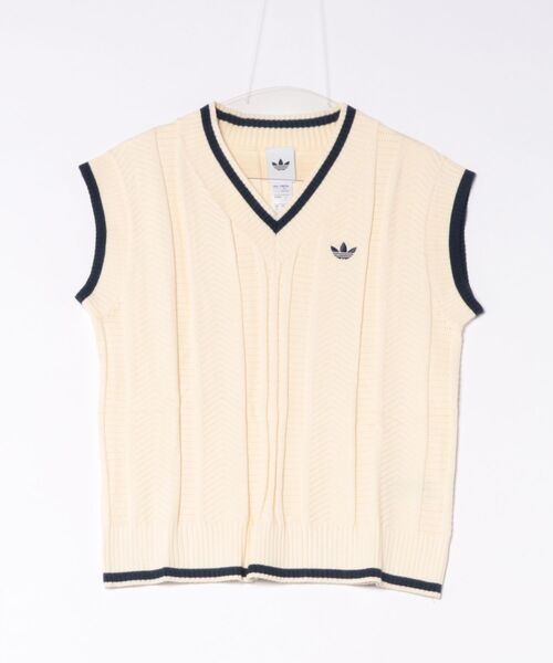 adidas(アディダス)の「adidas アディダス W CABLE KNIT VEST ショートスリーブ KR7062 WARMVANILLA(ベスト・レディース・イエロー・SMALL/LARGE/MEDIUM/X-LARGE)」の1枚目の写真