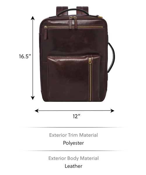 FOSSIL(フォッシル)の「フォッシル リュックサック メンズ レザー ブラウン A4収納可 MBG9599203(バックパック/リュック・メンズ・ブラウン・FREE)」の6枚目の写真