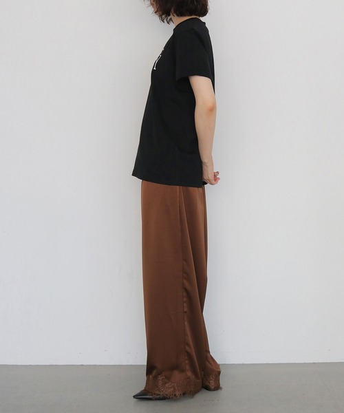 HER CLOSET(ハークローゼット)の「【HER CLOSET】SLOWLY ロゴTシャツ SLOWLY LOGO T-SHIRT(Tシャツ/カットソー・レディース・ブラック/オフホワイト・S/L/M)」の16枚目の写真