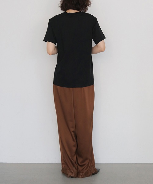 HER CLOSET(ハークローゼット)の「【HER CLOSET】SLOWLY ロゴTシャツ SLOWLY LOGO T-SHIRT(Tシャツ/カットソー・レディース・ブラック/オフホワイト・S/L/M)」の18枚目の写真