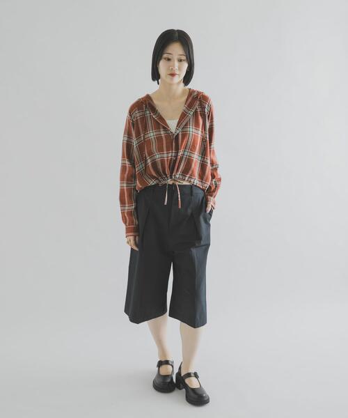 THE GOODLAND MARKET（ザグッドランドマーケット）の「cwtch　CHECK SHIRT HOODIE（シャツ/ブラウス・レディース・ブルー/ブラウン・FREE）」の7枚目の写真