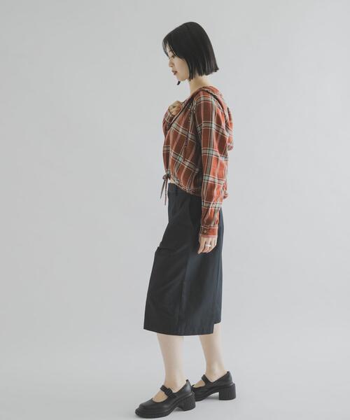 THE GOODLAND MARKET（ザグッドランドマーケット）の「cwtch　CHECK SHIRT HOODIE（シャツ/ブラウス・レディース・ブルー/ブラウン・FREE）」の8枚目の写真