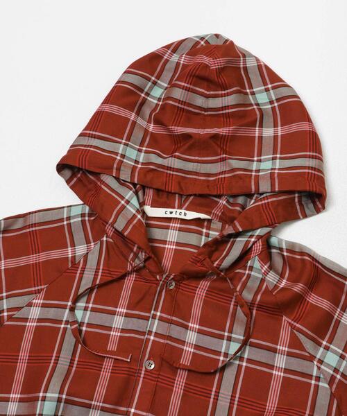 THE GOODLAND MARKET（ザグッドランドマーケット）の「cwtch　CHECK SHIRT HOODIE（シャツ/ブラウス・レディース・ブルー/ブラウン・FREE）」の11枚目の写真