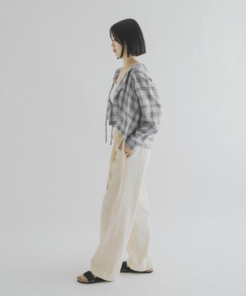 THE GOODLAND MARKET（ザグッドランドマーケット）の「cwtch　CHECK SHIRT HOODIE（シャツ/ブラウス・レディース・ブルー/ブラウン・FREE）」の17枚目の写真