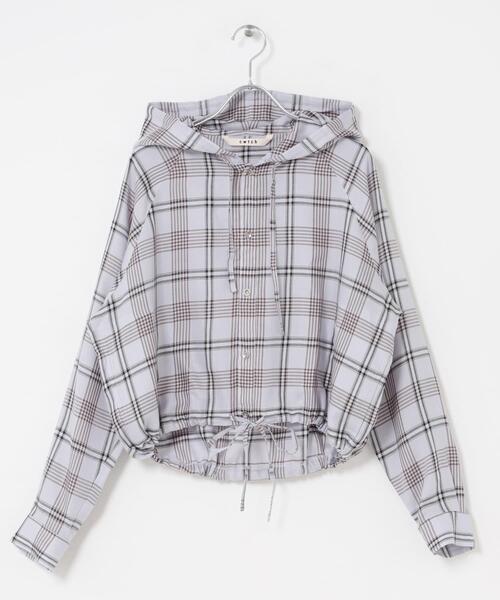 THE GOODLAND MARKET（ザグッドランドマーケット）の「cwtch　CHECK SHIRT HOODIE（シャツ/ブラウス・レディース・ブルー/ブラウン・FREE）」の19枚目の写真