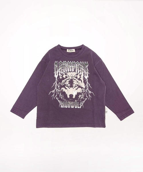 MAKE YOUR DAY(メイクユアデイ)の「アイアンウルフロック長袖Tシャツ■パパサイズ(Tシャツ/カットソー・メンズ・パープル/チャコールグレー・M/L)」の2枚目の写真