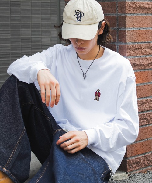 WEGO(ウィゴー)の「∴WEGO/【26年秋冬新作】別注BENDAVISワンポイントT(LS)(Tシャツ/カットソー・メンズ・アッシュグレー/ブラック/ホワイト・LARGE/MEDIUM/SMALL)」の2枚目の写真