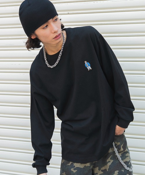 WEGO(ウィゴー)の「∴WEGO/【26年秋冬新作】別注BENDAVISワンポイントT(LS)(Tシャツ/カットソー・メンズ・アッシュグレー/ブラック/ホワイト・LARGE/MEDIUM/SMALL)」の3枚目の写真