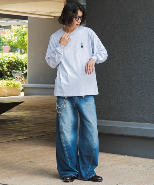WEGO(ウィゴー)の「∴WEGO/【26年秋冬新作】別注BENDAVISワンポイントT(LS)(Tシャツ/カットソー・メンズ・アッシュグレー/ブラック/ホワイト・LARGE/MEDIUM/SMALL)」の8枚目の写真