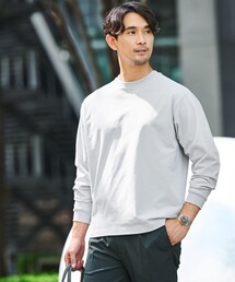 【WEB限定】JUST fit クリーン カノコ ワイド クルーネック 長袖 Tシャツ -抗菌-