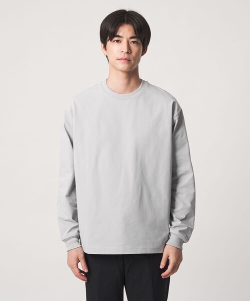 green label relaxing（グリーンレーベルリラクシング）の「【WEB限定】JUST fit クリーン カノコ ワイド クルーネック 長袖 Tシャツ -抗菌-（Tシャツ/カットソー・メンズ・ブラック/ライトグレー/モカ/ホワイト・S/XL/L/M）」の17枚目の写真