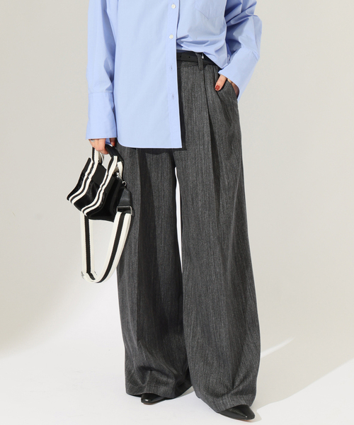 JOURNAL STANDARD(ジャーナルスタンダード)の「SATIN TWEED ワイドパンツ(その他パンツ・レディース・ブラック系その他/ブラウン・36/38)」の2枚目の写真