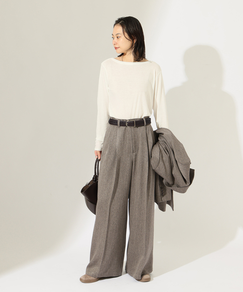 JOURNAL STANDARD(ジャーナルスタンダード)の「SATIN TWEED ワイドパンツ(その他パンツ・レディース・ブラック系その他/ブラウン・36/38)」の4枚目の写真