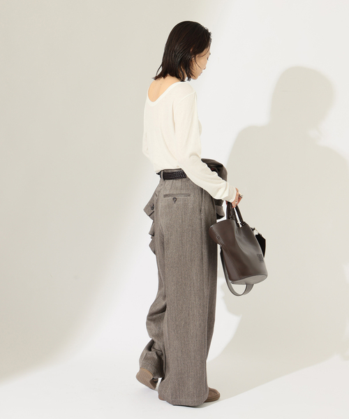 JOURNAL STANDARD(ジャーナルスタンダード)の「SATIN TWEED ワイドパンツ(その他パンツ・レディース・ブラック系その他/ブラウン・36/38)」の11枚目の写真