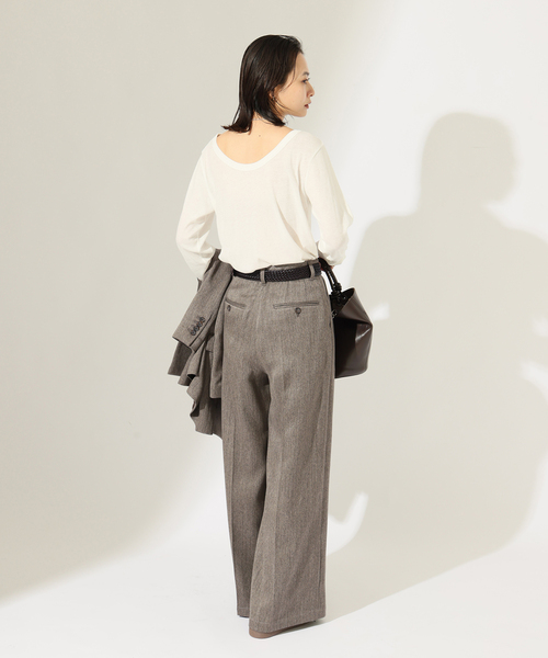 JOURNAL STANDARD(ジャーナルスタンダード)の「SATIN TWEED ワイドパンツ(その他パンツ・レディース・ブラック系その他/ブラウン・36/38)」の12枚目の写真