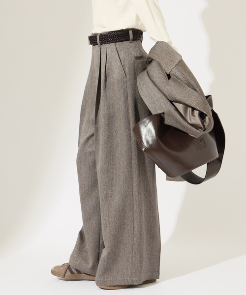 JOURNAL STANDARD(ジャーナルスタンダード)の「SATIN TWEED ワイドパンツ(その他パンツ・レディース・ブラック系その他/ブラウン・36/38)」の15枚目の写真