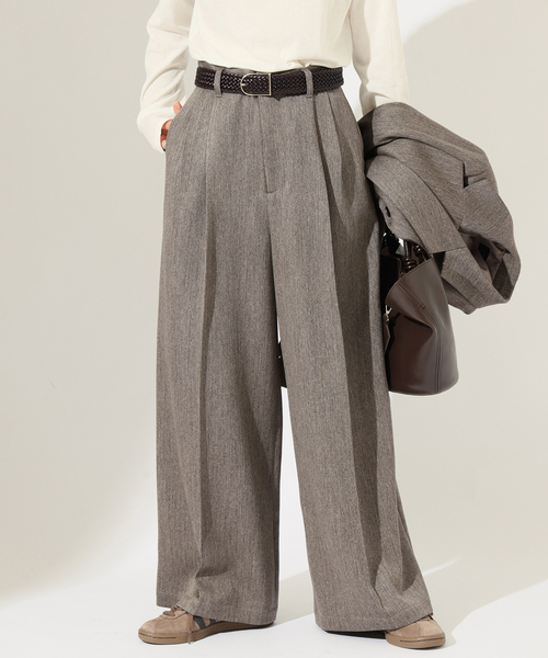 JOURNAL STANDARD(ジャーナルスタンダード)の「SATIN TWEED ワイドパンツ(その他パンツ・レディース・ブラック系その他/ブラウン・36/38)」の16枚目の写真