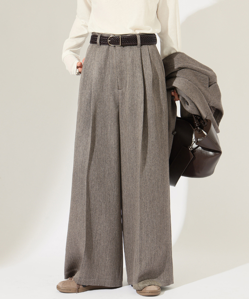 JOURNAL STANDARD(ジャーナルスタンダード)の「SATIN TWEED ワイドパンツ(その他パンツ・レディース・ブラック系その他/ブラウン・36/38)」の17枚目の写真
