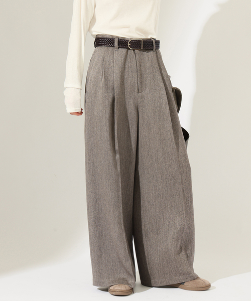 JOURNAL STANDARD(ジャーナルスタンダード)の「SATIN TWEED ワイドパンツ(その他パンツ・レディース・ブラック系その他/ブラウン・36/38)」の18枚目の写真