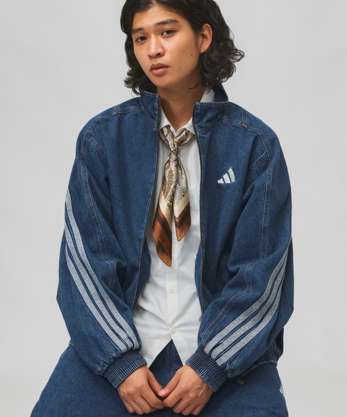 adidas（アディダス）の「アディダス adidas スタジアム ルーズフィット デニム トラックジャケット（デニムジャケット・メンズ・ブルー/ブラック/ブルー系その他・S/M/L/LL/3L）」の3枚目の写真
