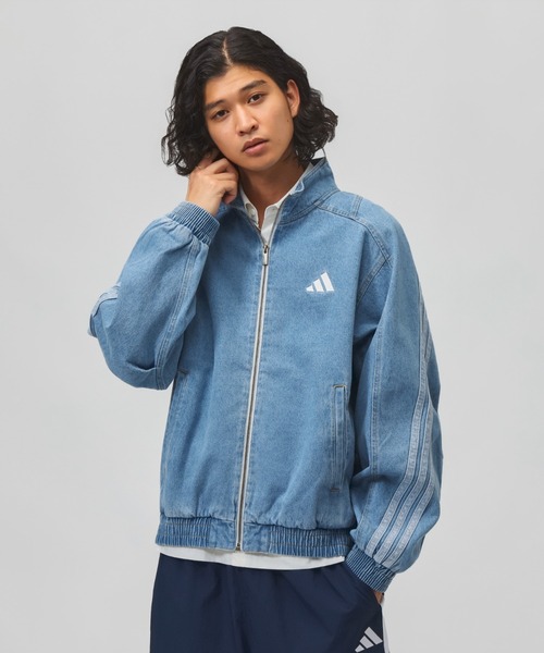 adidas（アディダス）の「アディダス adidas スタジアム ルーズフィット デニム トラックジャケット（デニムジャケット・メンズ・ブルー/ブラック/ブルー系その他・S/M/L/LL/3L）」の9枚目の写真