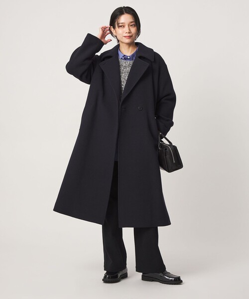green label relaxing(グリーンレーベルリラクシング)の「CANGIOLI ステンカラー コート(ステンカラーコート・レディース・ネイビー/モカ・36/38/40)」の2枚目の写真