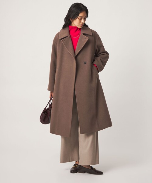 green label relaxing(グリーンレーベルリラクシング)の「CANGIOLI ステンカラー コート(ステンカラーコート・レディース・ネイビー/モカ・36/38/40)」の4枚目の写真