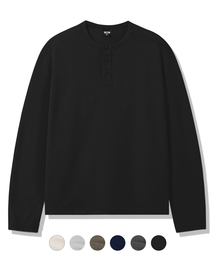 ウォッシャブル クロップド ヘンリーネック ニット_6color