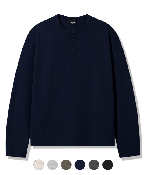 TRILLION(トリリオン)の「ウォッシャブル クロップド ヘンリーネック ニット_6color(ニット/セーター・メンズ・アイボリー/チャコール/グレー/ネイビー/ブラウン/ブラック・X-LARGE/MEDIUM/LARGE)」の8枚目の写真