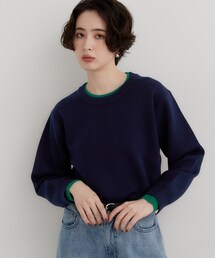 【洗える】もにゅ重ね配色リブプルオーバー