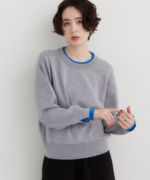 THE SHOP TK (ザ ショップ ティーケー )の「【洗える】もにゅ重ね配色リブプルオーバー(ニット/セーター・レディース・ネイビー/ダークブラウン/グレー・13/12)」の5枚目の写真