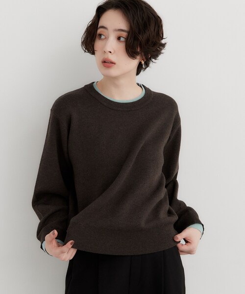 THE SHOP TK (ザ ショップ ティーケー )の「【洗える】もにゅ重ね配色リブプルオーバー(ニット/セーター・レディース・ネイビー/ダークブラウン/グレー・13/12)」の8枚目の写真
