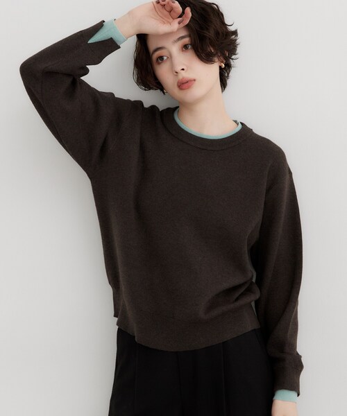 THE SHOP TK (ザ ショップ ティーケー )の「【洗える】もにゅ重ね配色リブプルオーバー(ニット/セーター・レディース・ネイビー/ダークブラウン/グレー・13/12)」の9枚目の写真