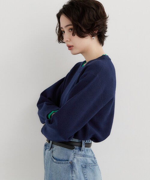 THE SHOP TK (ザ ショップ ティーケー )の「【洗える】もにゅ重ね配色リブプルオーバー(ニット/セーター・レディース・ネイビー/ダークブラウン/グレー・13/12)」の12枚目の写真