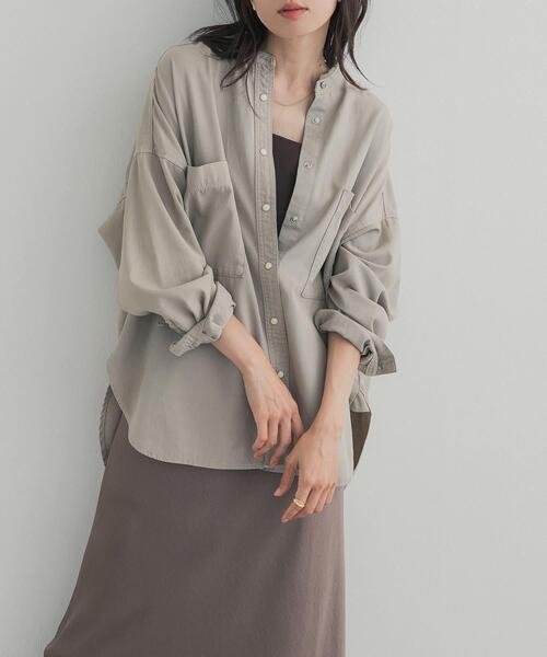 URBAN RESEARCH DOORS（アーバンリサーチドアーズ）の「デニムバンドカラーシャツ（シャツ/ブラウス・レディース・ワンウォッシュ/ベージュ系その他/ブラック・FREE）」の3枚目の写真