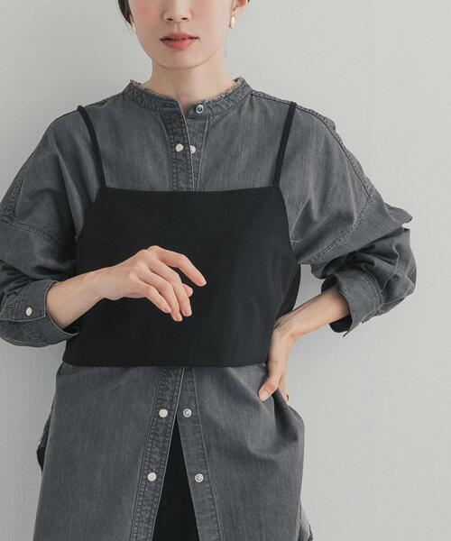 URBAN RESEARCH DOORS（アーバンリサーチドアーズ）の「デニムバンドカラーシャツ（シャツ/ブラウス・レディース・ワンウォッシュ/ベージュ系その他/ブラック・FREE）」の4枚目の写真