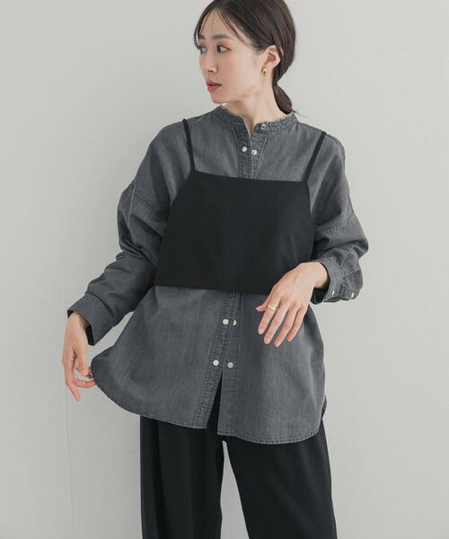 URBAN RESEARCH DOORS（アーバンリサーチドアーズ）の「デニムバンドカラーシャツ（シャツ/ブラウス・レディース・ワンウォッシュ/ベージュ系その他/ブラック・FREE）」の8枚目の写真