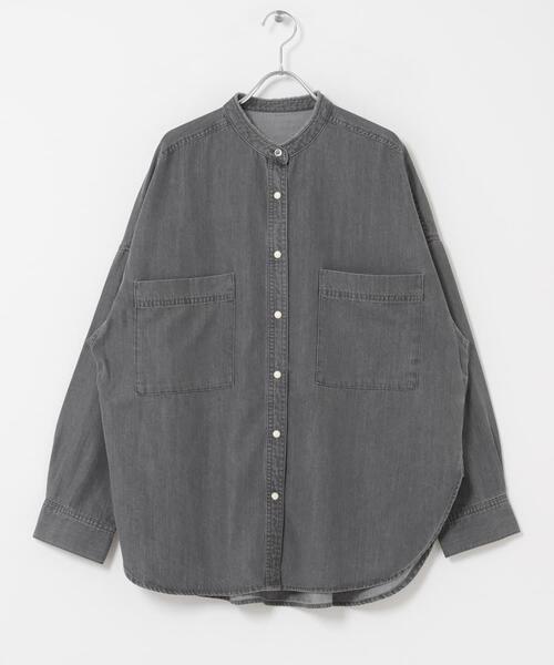 URBAN RESEARCH DOORS（アーバンリサーチドアーズ）の「デニムバンドカラーシャツ（シャツ/ブラウス・レディース・ワンウォッシュ/ベージュ系その他/ブラック・FREE）」の10枚目の写真