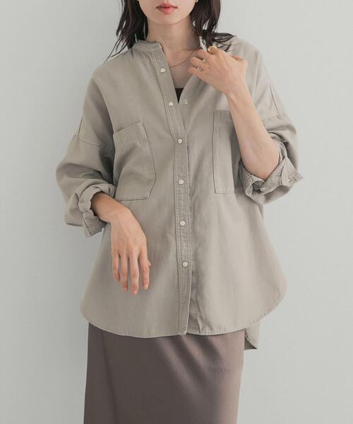 URBAN RESEARCH DOORS（アーバンリサーチドアーズ）の「デニムバンドカラーシャツ（シャツ/ブラウス・レディース・ワンウォッシュ/ベージュ系その他/ブラック・FREE）」の12枚目の写真