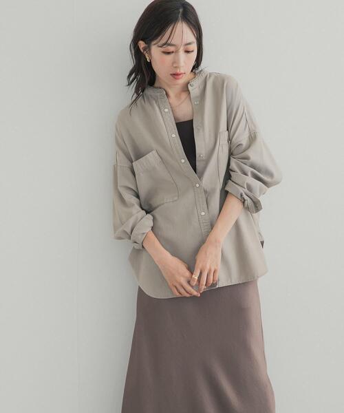 URBAN RESEARCH DOORS（アーバンリサーチドアーズ）の「デニムバンドカラーシャツ（シャツ/ブラウス・レディース・ワンウォッシュ/ベージュ系その他/ブラック・FREE）」の14枚目の写真