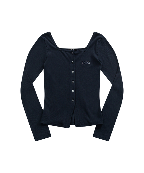 ASON(アズオン)の「MUTE BUTTON CARDIGAN / NAVY(カーディガン/ボレロ・レディース・その他・FREE)」の2枚目の写真