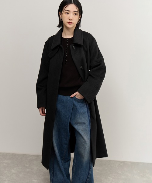 ADAM ET ROPE'（アダムエロペ）の「【WEB限定】ベルテッドオーバーサイズロングコート（ステンカラーコート・レディース・ブラウン系その他2/ベージュ系その他/チャコールグレー/ブラック・FREE）」の9枚目の写真