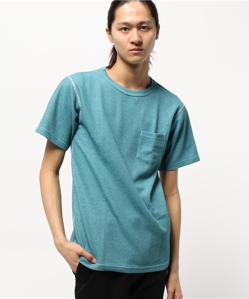 Abiding Aim(アバイディングエイム)の「【JEMORGAN】サーマル半袖クルーネック片染め半袖Tシャツ(Tシャツ/カットソー・メンズ・グリーン/ブルー/ブラック/ワイン・LARGE/MEDIUM/X-LARGE/SMALL)」の2枚目の写真