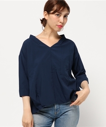 【店舗限定商品】　ライトリンクル深V開きシャツ