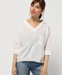 【店舗限定商品】 ライトリンクル深V開きシャツ