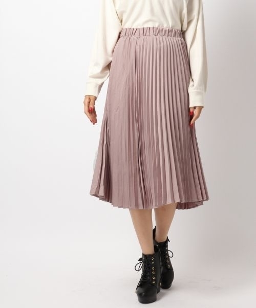 Heather（ヘザー）の「サテンプリーツレーススカート　733904（スカート・レディース・ピンク系その他/ブラック/カーキ・FREE）」の3枚目の写真