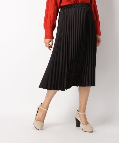 Heather（ヘザー）の「サテンプリーツレーススカート　733904（スカート・レディース・ピンク系その他/ブラック/カーキ・FREE）」の2枚目の写真