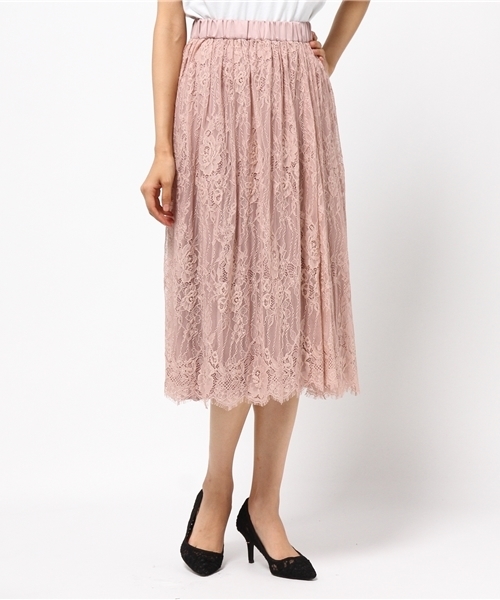 Heather（ヘザー）の「サテンプリーツレーススカート　733904（スカート・レディース・ピンク系その他/ブラック/カーキ・FREE）」の12枚目の写真